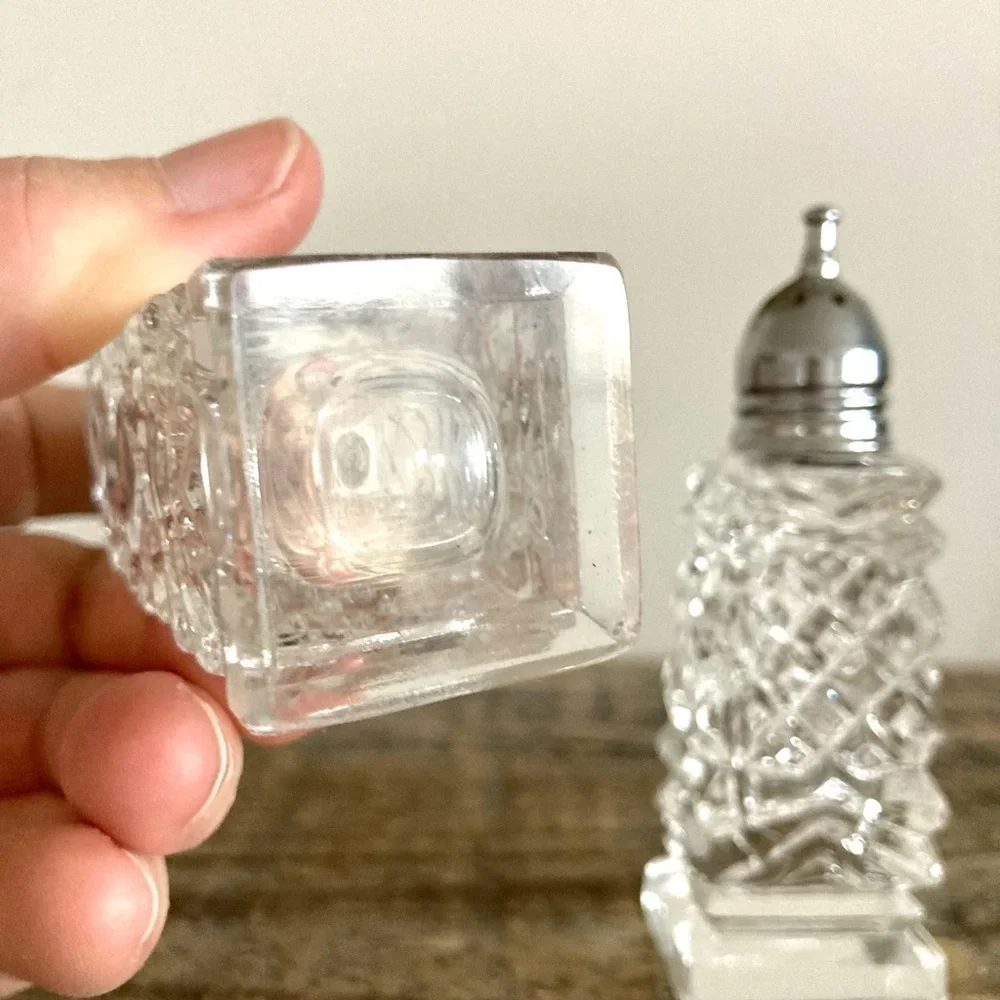 Cut glass salt and pepper shakers